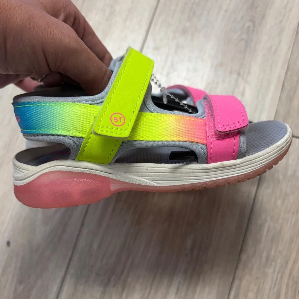 Stride Rite 360 Asher Kids Light Up Sandals Neon Pink Green Blue Size 10M